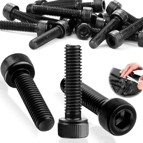 SWTYExt 60 Stk Zylinderschrauben M6x20mm Innensechskant Schrauben Schwarz | M6 Zylinderkopfschrauben, DIN 912, Inbusschrauben, Kohlenstoffstahl, Gewindeschrauben, Sechskantschrauben, für Reparieren