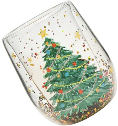 Einzigartiger Weihnachtsbaum Doppelschicht Glas Doppelschicht Weihnachtsbaumglasbecher Für Festival Holiday Drinkware