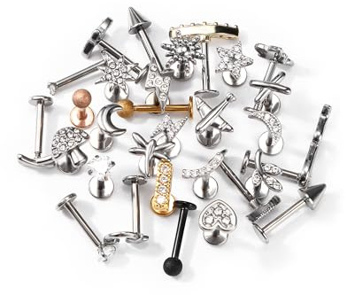 OUFER Body Piercing 1pc Labret Piercing Jewelry 16G Lip Stud Bar Flat Back Earring Helix Cartilage Earrings 8mm Tragus Conch Piercings Random Shipped