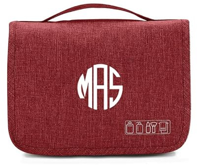 Gaosh Personalisierte Kulturbeutel Herren Damen Große Kulturtasche zum Aufhängen Make Up Bag Kosmetiktasche Waschtasche Geschenk für Männer Papa (Rot)