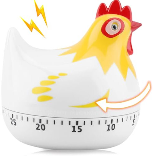 Xoeryoy Kitchen Timer, 2.5x2.6 Chicken Shaped Egg Timer with Loud Alarm, 60 Minute ABS Plastic Kitchen Timers for Cooking, Boiling Eggs &