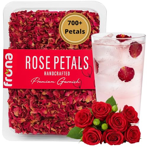 Frona Dried Rose Petals – 700+ Petals, 100% Natural Cocktail & Tea Botanicals, 50g Pack, Tea Infusions, Cocktails, Cakes, Decorations, Gifts Premium Eco-Friendly Vegan Botanicals