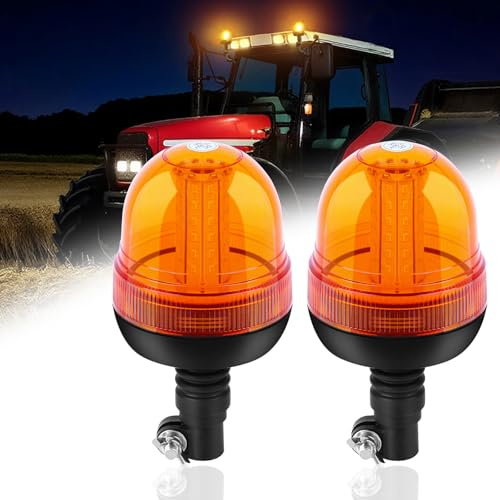 ROUTEKING 2pcs Gyrophare LED - 2x60LED Lumière Stroboscopique d'Avertissement d'urgence, Homologation E9 pour Camion Tracteur Caravane (Orange)