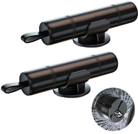 DALAETUS 2 Pezzi Strumento di Emergenza Taglia Cinture di Sicurezza e Rompivetro con 2 Supporti - Rompi Vetro Auto Emergenza, 2-in-1 Martello di Emergenza per Auto e Taglia Cinture, Nero