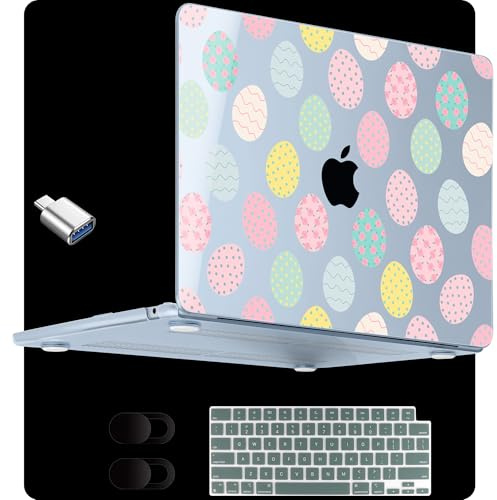 MEEgoodo Schutzhülle für MacBook Air 15 Zoll (M4/M3/M2) 2025 2024 2023, passend für Modell (A3241/A3114/A2941) für 15,3 Zoll Laptop, transparente Hülle mit Tastatur und Webcam-Abdeckung, niedliche und