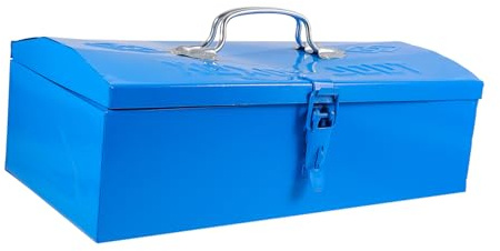 HOMSFOU Metal Tool Storage Box Mechanics Tools Organizer Portable Blue for Car Trunk and Repair Equipment