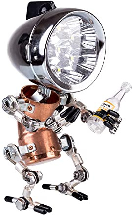 3D Metall Puzzle Roboter, Steampunk Mechanisch Industrieller Stil Roboter Tischlampe Modellbausatz, DIY Montageblock Puzzle Geschenk Schreibtischdekoration