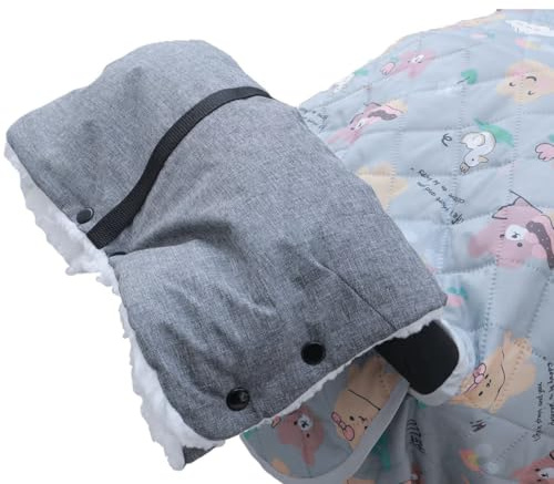Scaldamani per passeggino, manicotto per passeggino in caldo pile e cotone, taglia universale, impermeabile e antivento per passeggini, carrozzine, rimorchi per bici, accessori invernali, grigio