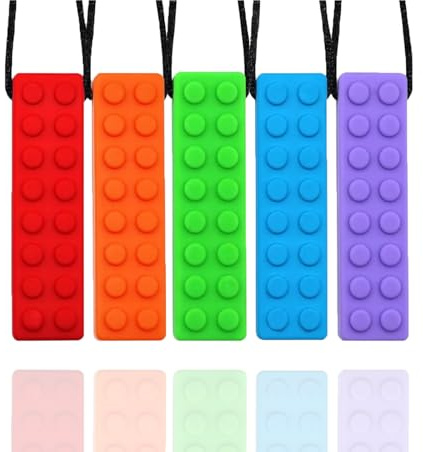 FITULABO Sensorische Kau-Kette, 5er-Pack Silikon-Kauanhänger für Beruhigende Unterstützung und Orale Entspannung