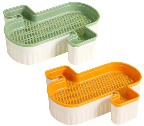 Hemobllo Caja para Plantar Hierba Gatera sin Tierra 2 Piezas Naranja y Verde Macetero Hidropónico para Gatos Plástico Estable Gran Capacidad para Cultivo en Interior