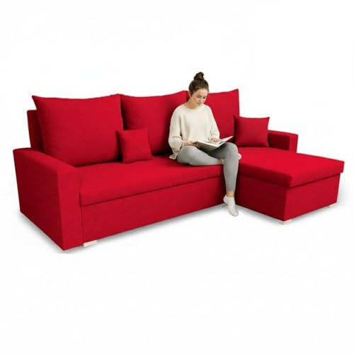 SENTO TRADE Ecksofa mit Schlaffunktion Mondo (Rot (Himberton))
