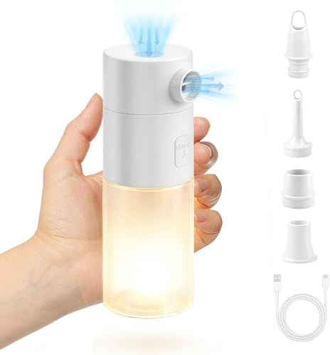 SHTALHST Bomba de aire portátil para inflables, bomba de aire eléctrica recargable de 2000 mAh con 4 boquillas de aire y luz de camping, 350 l/min, 3500 Pa, mini bomba de aire para colchón, piscina de