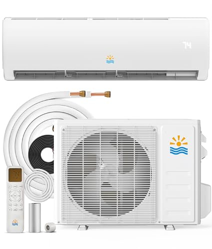 EXNOS 11500BTU Mini-Split Air Conditioner - 17 SEER2 115V Inverter Ductless System AC, Heat Pump, Pre-Charged Condenser, Installation Kit, Cools & Heats up to 550 Sq Ft, for Bedroom, AHRI Certified