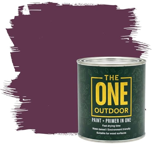 THE ONE Outdoor Paint - Plum, 1 Litre | Durable Exterior Paint for Wood, Metal & Masonry | Weather Resistant Finish