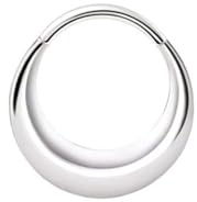 Mesnt Pendientes de aro para mujer, 1 piercing para fosa nasal, aro pulido con patrón de cara en titanio, 1.2x8mm, Metal, Sin piedra preciosa