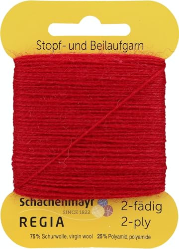 REGIA 2-fädig Uni 9801278-02002 kirsche Handstrickgarn, Sockengarn, Beilaufgarn, 5g Kärtchen