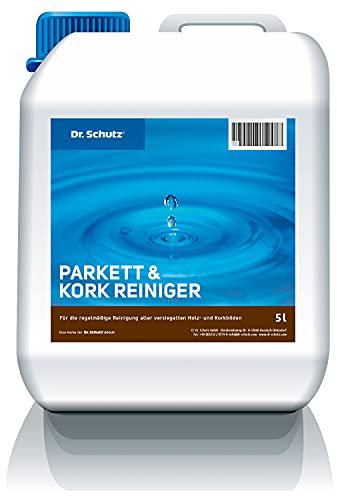 Dr. Schutz Parkett und Kork Reiniger 5 L | entfernt Schmutzablagerungen und löst Fettflecken | geeignet für die Unterhaltsreinigung und Bauschlussreinigung | lösemittelfrei | Made in Germany