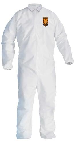 Kleenguard A30 Breathable Splash and Particle Protection Coveralls (46104), REFLEX Design, Zip Front, Elastic Wrists & Ankles, White, XL, 25 / Case