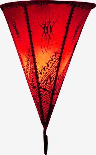 Plain Moroccan Henna Wall Lamp Shade - Standard Triangle Shape - Red H30CM