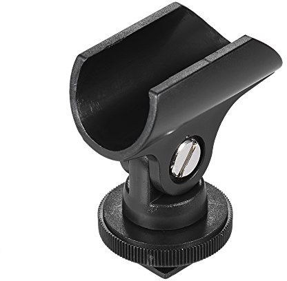 Andoer 19mm Kunststoff Mikrofonklammer mit Zubehrschuh & 1/4Schraubenloch für DSLR-Kamera