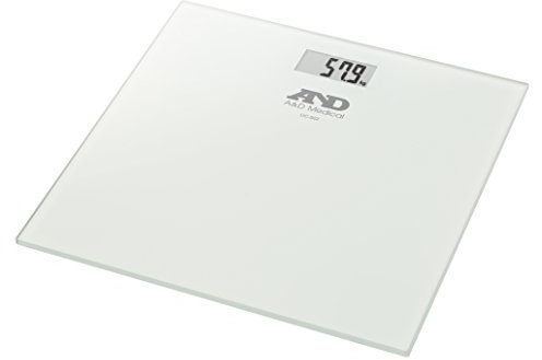 A&D Medical UC-502 Personen-Digitalwaage mit extra großer Stellfläche, Waage mit gut ablesbarem LCD-Display, Personenwaage in extra flachem Design, Körperwaage aus Sicherheitsglas