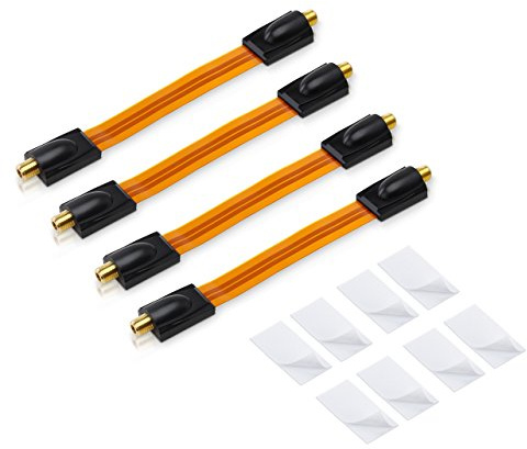 conecto 4X Premium Fensterdurchführung für SAT Kabel koaxial inkl. Klebepads (F-Kupplung auf F-Kupplung, vergoldet) 20 cm