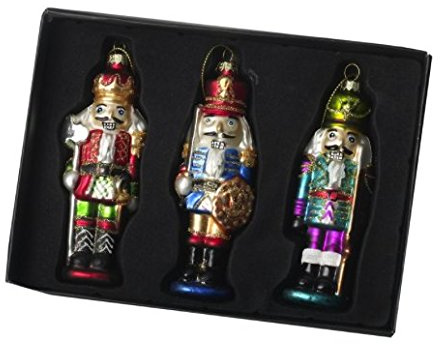 Heaven Sends Set of 3 Glass Nutcracker Christmas Tree Decorations