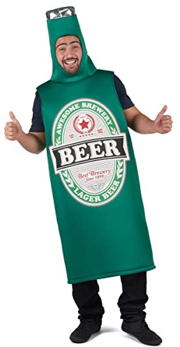 Vegaoo Bier-Kostüm humorvolles Faschingskostüm grün-Weiss-schwarz