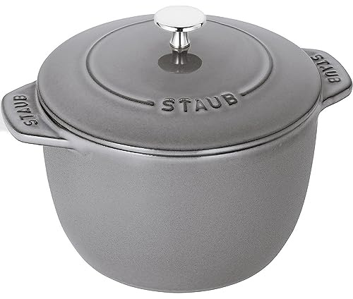Staub La Cocotte de GOHAN 40501-154 Pot à riz en fonte émaillée Compatible induction Produit authentique japonais avec numéro de série Gris Taille L 20 cm