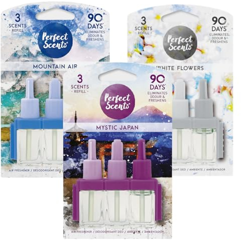 Perfect Scents 3 Scents Air Freshener Refill - Compatible with 3volution (Mystic Japan, Mountain Air & White Flowers) (Pack of 3)