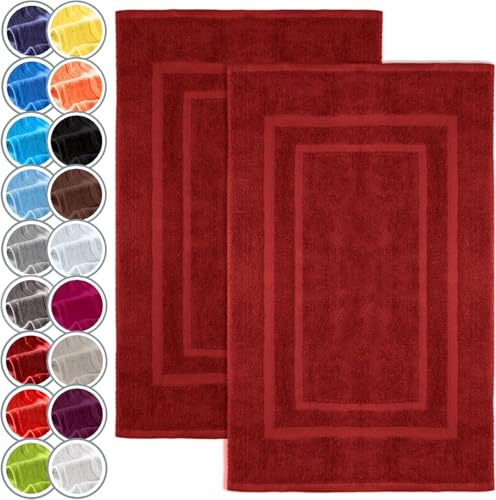 NatureMark Alfombrillas de baño en Paquete de 2 Unidades, 100% algodón, 50 x 80 cm, Alfombrillas de Ducha en Paquete Doble, Color: Burdeos Rojo