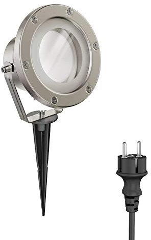 ledscom.de Projecteur de jardin LED BULA avec piquet de terre pour l'extérieur, acier inoxydable, lampe GX53 10,301W 1212lm 120° incluse blanc