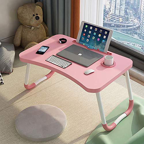 Laptoptisch Notebooktisch Betttisch Laptop Bett-Behälter Schreibtisch, Verstellbarer Laptop steht für Bett, faltbaren Laptop-Tisch mit Becherhalter-Karten-Slot, für Essen, Arbeiten, Schreiben,4