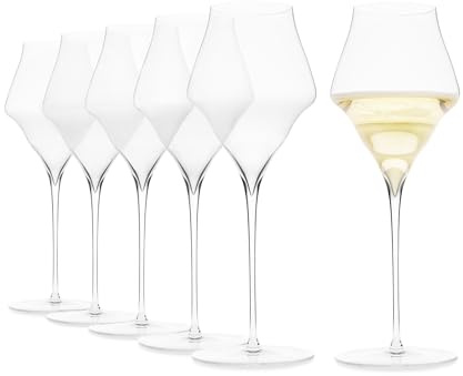 Josephinenhütte JOSEPHINE N° 4 Bicchieri da Champagne [IL VETRO PER GLI AMATORI] - Realizzati a mano e soffiati a bocca - Set di 6 per champagne - Design funzionale per un aroma intenso
