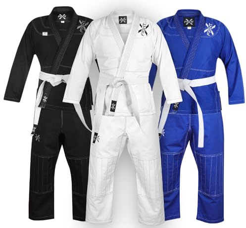 FightX BJJ Gi for Men & Women Brazilian Jiu Jitsu GI Lightweight Suit with Free Belt, White, A4