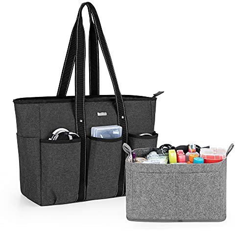 Damero Borse da infermiera, Borsa per forniture mediche con borsa per inserto organizer e custodia per laptop per infermiere, studenti di medicina, Nero