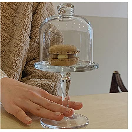Alzata per Dolci Copertura del vetro del rivestimento della torta di vetro del dessert francese del dessert con coperchio Tavolo da frutto trasparente del dessert for il ristorante Tabella di nozze de