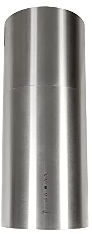 Gurari Campana de isla redonda GCH I 385, 36 cm, acero inoxidable, 1000 m³/h, base de cristal blanco, 4 niveles, pantalla LED, extracción por borde