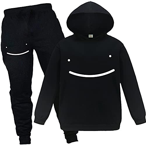 Forlcool Youtube Gamer Dream SMP Smile Boys Unisex Tracksuit Hoodie + Trousers 2pcs Kids Boys Girls Outwear Hoodies Top Clothes Set (Black,9-10 Years,9 Years,10 Years)