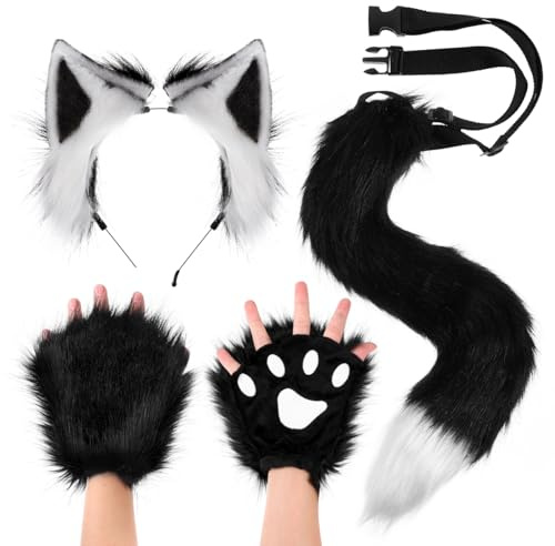 Fuchsohren und - -Set Fuchs Cosplay Zubehör Plüsch Fuchsohren Stirnband Fuchsohren Kragen Pfoten Halloween Kostüm Kostüm