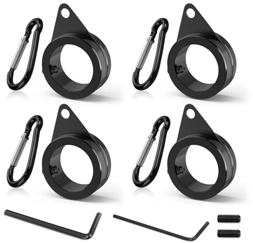 BonyTek 4-pack aluminiumlegering flaggstångsringar, 360 graders roterande flaggstång flagga monteringsringar snurrande flaggstång kit med karbinhake för flaggstång för 0,75-1,00 tum diameter