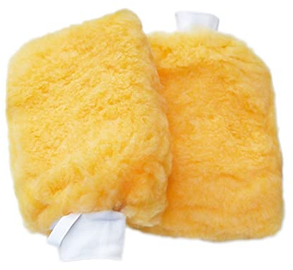 INEBIZ 2pcs Extra Thick Multi-Fiber Sheepskin Lambswool Wash Mitts Car Home Cleaning Gloves (L)