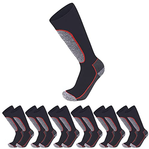 ISI WORK CAPOLAVORO Calze da Lavoro Uomo e Donna Lunghe e Protettive. Rinforzate e Traspiranti, Resistenti per scarpe antinfortunistiche, Altezza sotto ginocchio. (Pacco da 6 paia)
