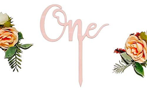 Acrylic One Cake Topper - Ideal Anniversary, Birthday or Wedding Cake Decoration (MIRROR GOLD)