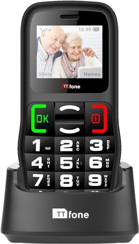 TTfone TT220 Big Button Mobile Phone for the Elderly with Emergency Assistance button, talking keys, long battery life, torch, Bluetooth, Simple easy to use (with Dock Charger)