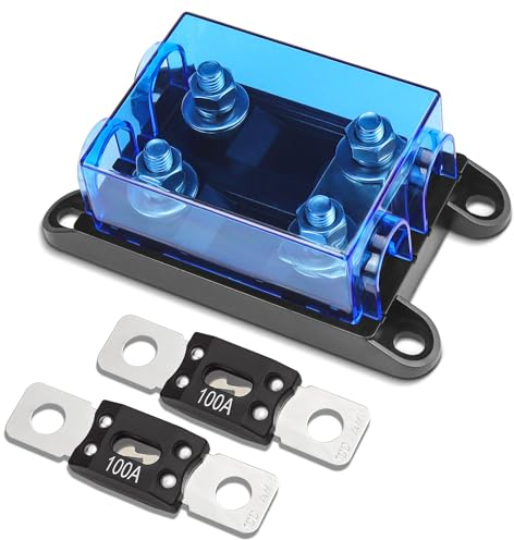 MEGA Portafusibili ANM e 2 Pezzi Fusibili 100A Portafusibili Auto Fusibile Imbullonato Spruzzi D'acqua Ritardante di Fiamma e Cortocircuito per Elettronica del Veicolo