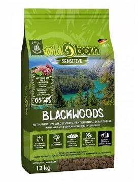 Wildborn Blackwoods 12 kg | getreidefreies Hundefutter mit frischem Wild (Kaninchen, Wildschwein, Rentier) und Süßkartoffel
