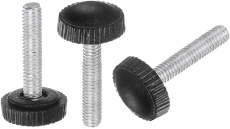 QUARKZMAN 20 stycken M4 x 30 mm gängknappar med räfflat handtag, tumskruvsklämmor, plasthandtag, handknappar med gängstift, svart