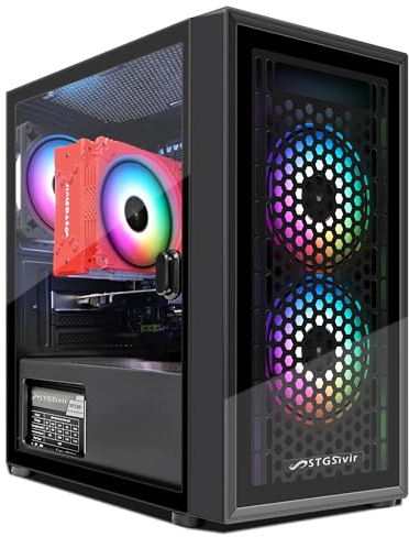 STGsivir Gaming PC, GeForce GTX 750 Ti 4 GB, i7 Xeon E5 bis zu 3.3 GHz, 32 GB RAM, 1 TB SSD, 600 M WLAN, BT 5.0, RGB Lüfter x 3, W10H64, Gamer PC Computer Desktop Rechner