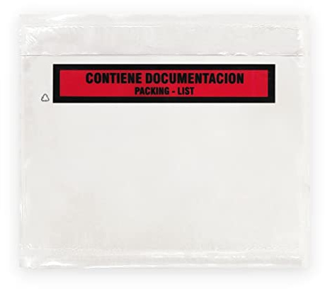 Raylu Paper® - Sobres Portadocumentos Adhesivos para Packing List de Envíos. Bolsas para Albaranes Transparentes con Autocierre Resistente. (22.5x16.5cm, 100 unidades)